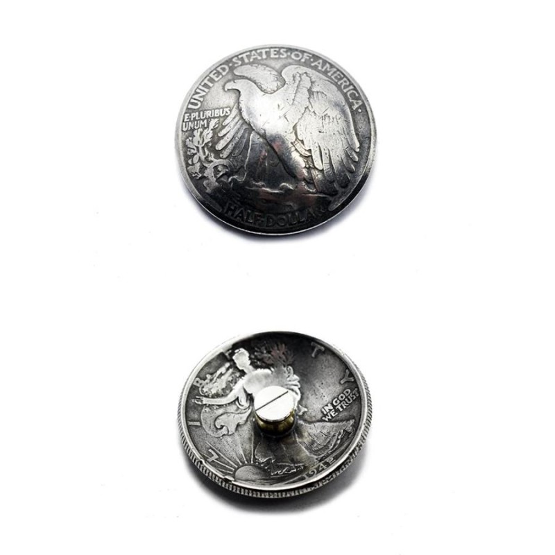 コンチョ コインコンチョ シルバーコンチョ 本物 50セントコイン銀貨
