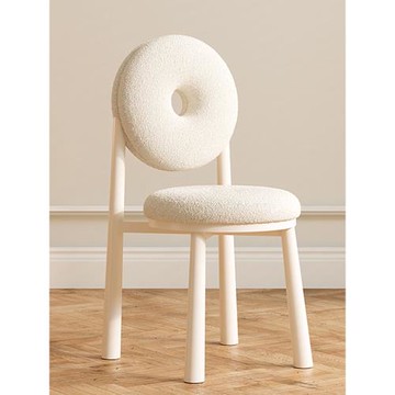 網紅甜甜圈餐椅現代北歐簡約靠背化妝椅家用臥室奶油風羊羔絨椅子