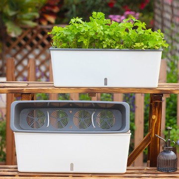 塑料种花盆 懶人花盆自吸水種菜盆室內家庭窗台綠植盆窄長條長方形塑料種植箱【MJ17997】
