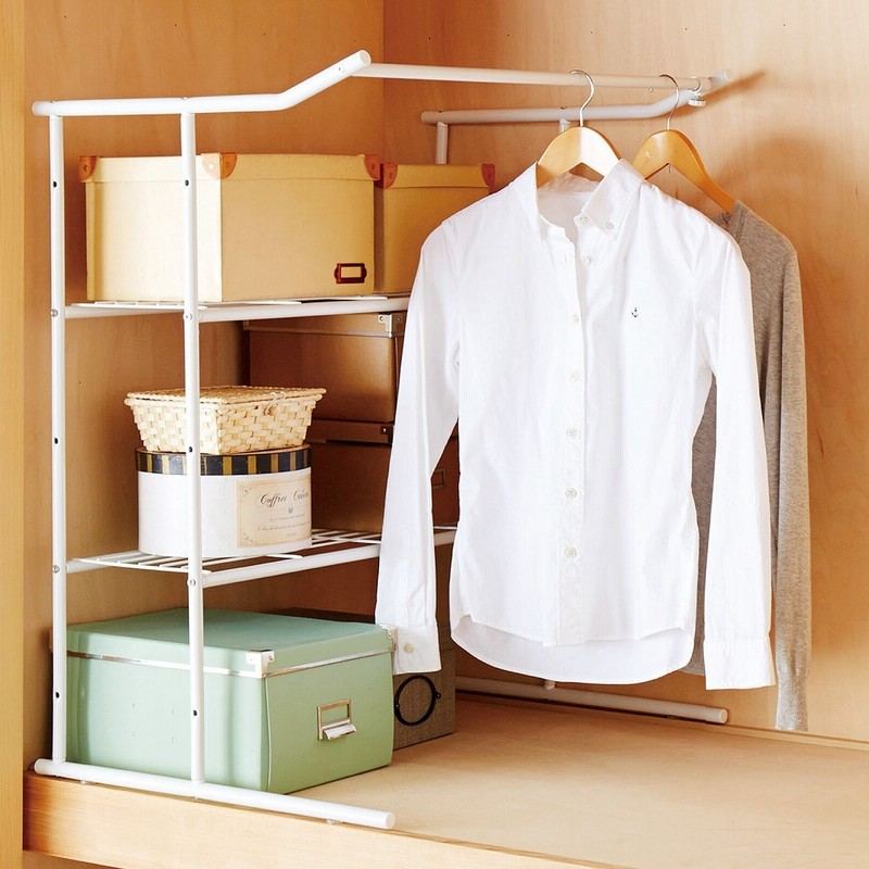 押入れのゴールデンゾーンを有効収納 伸縮できる棚付きハンガーシェルフ フェリシモ Felissimo 通販 Lineポイント最大10 0 Get Lineショッピング