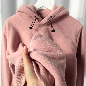 【買二送一】300g重磅雙面搖粒絨連帽衛衣灰粉色休閑通勤上衣秋季