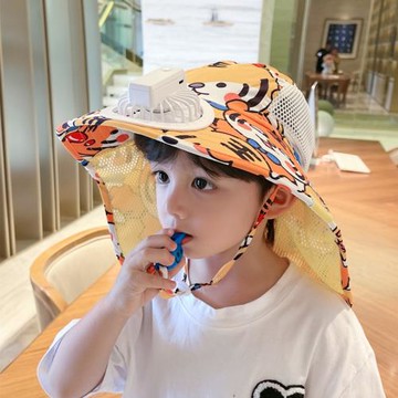 Next jylj兒童風扇帽夏季2023男女童大檐太陽透氣遮陽披肩防曬帽