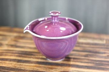 【送禮好物】200ml 紫羅蘭 銅紅釉 蓋碗 鶯歌名家葉敏祥作