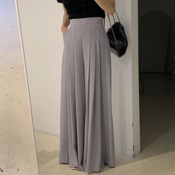 高級氣質百褶闊腿褲拖地褲長褲女夏季簡約休閑高腰顯瘦疊褶裙褲子