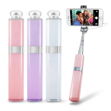 魅力口紅造型 迷你線控折疊自拍桿(免藍芽配對)