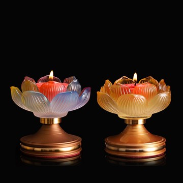 免運 快速出貨 酥油燈燈座琉璃蓮花燭臺蠟燭家用供佛蠟燭燈架佛堂佛前供燈長明燈 母親節禮物
