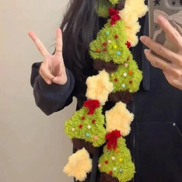 🔥新品🔥毛線手工diy鉤針薑餅人聖誕節禮物編織圍巾圍脖材料包送女友毛線編織材料包 鉤針毛線包 手作圍巾工具