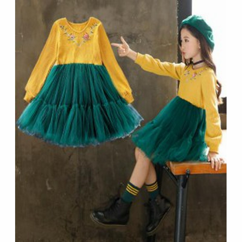 冬新作 キッズ Aラインワンピース チュールスカート ボア付き ワンピース 切替 切替チュールワンピース 可愛い 女の子 子供服 総裏ボア 超厚手 長袖 最大の割引 ボア付き