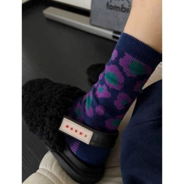 復古文藝風幾何千鳥格襪子女中筒襪美拉德雙針雙路小眾設計中筒襪