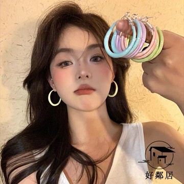 台灣出貨🔥耳飾系🌸韓系小眾不撞款 顯白顯氣質 方圓臉多巴胺素圈耳環女新款爆款高級感耳圈小衆設計耳釘耳飾HLJ