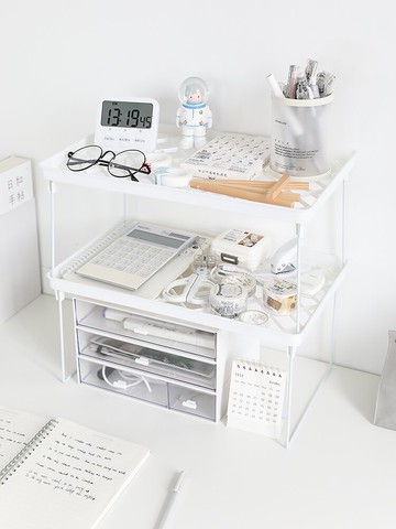 宿舍分層置物架ins風日式桌面增高寢室收納塑料隔板留白美學文藝