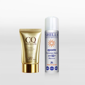 【抗曬專家】CQ思珂 清透裸肌潤色防曬乳SPF50★★★+SHILLS舒兒絲很耐曬超清爽零油感防曬冰鎮噴霧(日本進口)