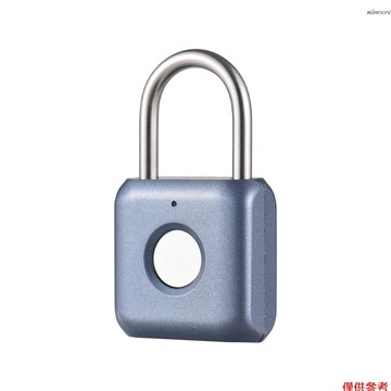 智能指紋掛鎖 IPX2防水防盜 適用於旅行箱包儲物櫃門抽屜 內置可充電電池 YD-K1 藍色