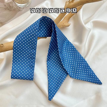 两件9.9折🔥臺灣出貨🔥可開發票✅長條絲巾高級感藍色系小清新絲巾百搭綁包飄帶系脖小領巾頭巾髮帶