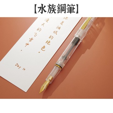 RAYRAYGO 金粉不堵【水族鋼筆】M尖 0.8mm 出水量較大 旋轉筆蓋 附吸墨器 彩墨鋼筆 透明鋼筆 金粉鋼筆