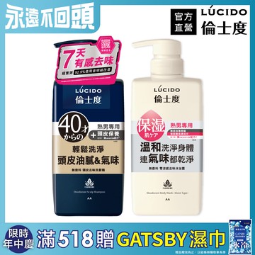 【日本LÚCIDO倫士度】零涼感去味洗髮沐浴組