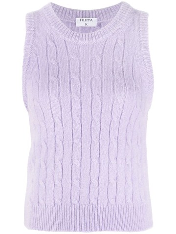 Filippa K - cable-knit crew-neck vest - women - Mohair/Polyamide/RWS Wool - M - Purple