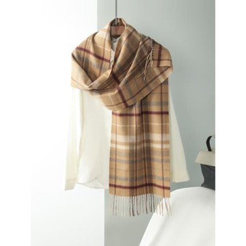 秋冬保暖英倫厚款情侶款男女山羊絨經典格紋羊毛圍巾綠色格子