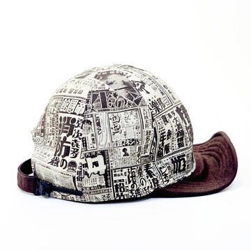 【HiGh MaLi】翻簷棒球帽/日系古着報紙風/帽簷翻折#I復古