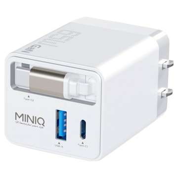 MINIQ GaN PD快速充電器 自帶Type-C伸縮線 AC-DK80T 65W  白色  1個