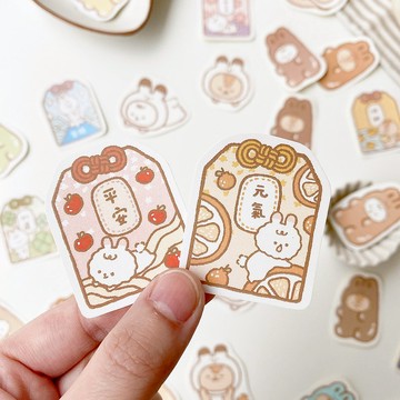 軟綿綿的軟糖小兔/御守/小兔裝貼紙包/手帳貼紙/共4款