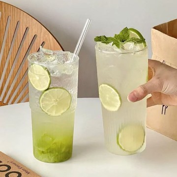 現貨速發檸檬茶杯子高硼硅耐高溫玻璃果茶杯冷飲果汁飲品杯家用夏季喝水杯