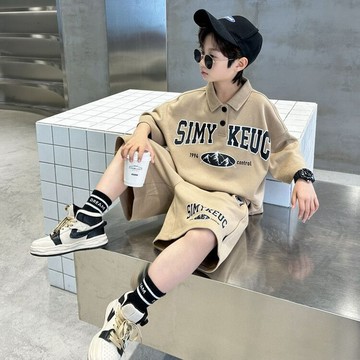 ❤️AL❤️ 兒童套裝 男童套裝 中大童套裝 男童夏季短袖冰絲套裝2026新款POLO寬鬆休閒兩件套速幹運動兒童裝
