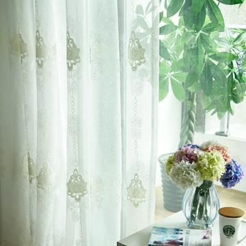 歐式客廳臥室半遮光繡花定制紗簾 簡約書房陽臺兒童房窗簾白紗簾