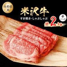 米沢牛　すき焼き、しゃぶしゃぶ　2kg(500g×4パック)