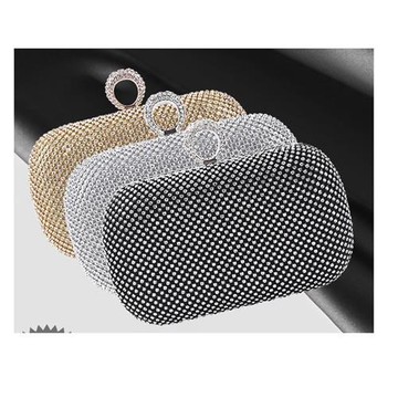 【巴黎精品】晚宴包手拿包-滿鑽指環鑲鑽鍊條女包包3色a1fi27