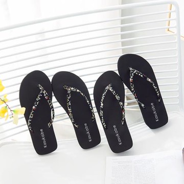 小碎花細帶人字拖女夏季時尚海邊防滑夾腳沙灘平底跟外穿涼拖鞋