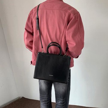 韓版男輕熟風通勤托特包高級感英倫手提包包復古單肩公文包斜挎包