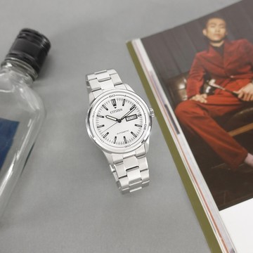 CITIZEN 星辰表 / NH8400-87A / 簡約紳士 機械錶 自動上鍊 星期日期 防水100米 不鏽鋼手錶-白色 / 42mm