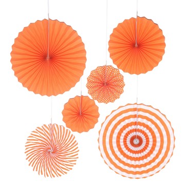 PartyBok.com 紙扇派對6件組  20cm + 30cm + 40cm  橘色