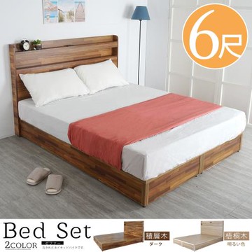 【Homelike】 喜家居雙人加大6尺日式床台組(2色可選)(1909)