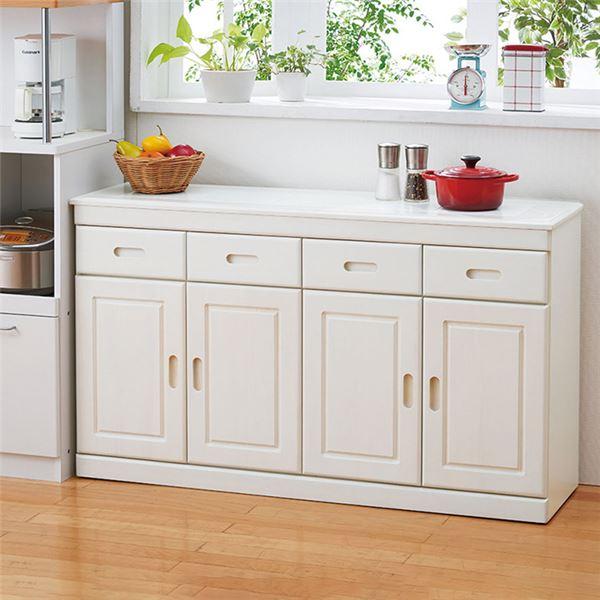 バタフライ キャスター付き キッチンカウンター 幅90㎝ ホワイト