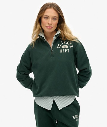 Superdry Women's Athletic Essentials Applique Half Zip Sweatshirt Green Size: 12
