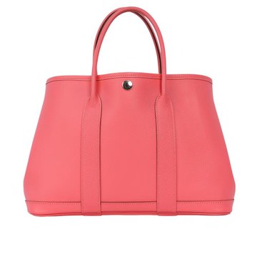 二手商品9成新 _HERMES Garden Party 30cm 銀釦 Epsom皮手提包(杜鵑粉)