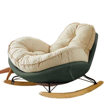 網紅大白沙發日式單人搖椅陽臺客廳臥室北歐意式休閑懶人搖椅沙發[010209DD]