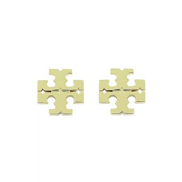 TORY BURCH 金屬雙T LOGO縷空設計穿式耳環(金)