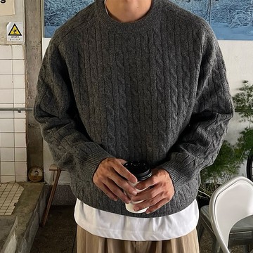 正韓厚實秋冬馬鞍肩絞花針織上衣 8色 YUPPIE 預購商品 1118