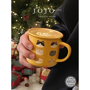 JOJO'S L. PD.less.可愛小貓咪翻口陶瓷馬克杯小眾有趣 | 取少