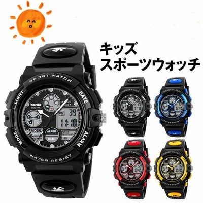 腕時計 子供 キッズ 防水 おしゃれ デジタル アナログ 男子 男の子 メンズ 黒 青 赤 オレンジ イエロー 日付 カレンダー アラーム 通販 Lineポイント最大get Lineショッピング