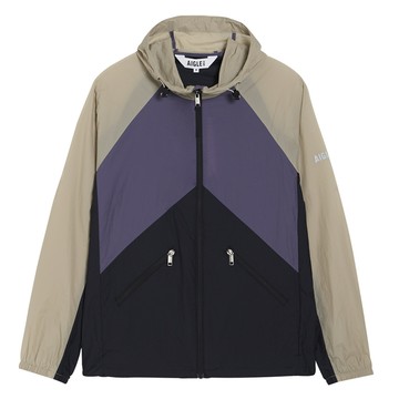 【AIGLE】男 防潑超輕量撞色外套