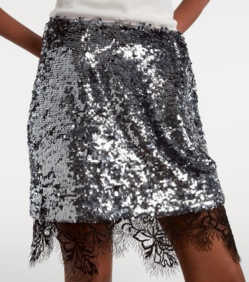 Jacques Wei Lace-trimmed sequined miniskirt