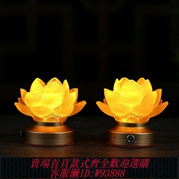 {臺灣公司貨 可打統編}新款蓮花燈菩薩佛供燈琉璃LED充電長明燈一對佛燈佛前供燈家用