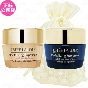 ESTEE LAUDER 雅詩蘭黛 年輕無敵膠原霜(15ml)+年輕無敵一夜修護膠原霜(15ml)旅行袋組(公司貨)