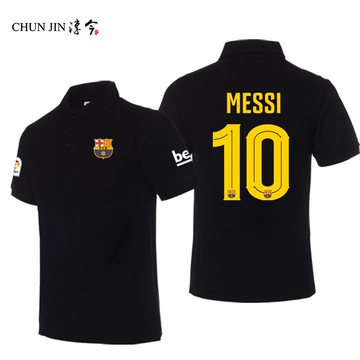 巴薩隊服Messi梅西衣服足球迷服短袖t恤衫男女休閑半袖POLO衫上衣