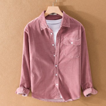 現貨+預購 襯衫長袖上衣-日系復古純色燈芯絨男裝4色74jt72【獨家進口】【米蘭精品】