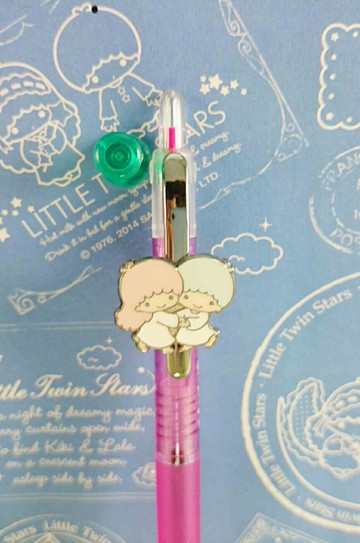 【震撼精品百貨】Little Twin Stars KiKi&LaLa 雙子星小天使 原子筆-桃紅透明-牽手 震撼日式精品百貨
